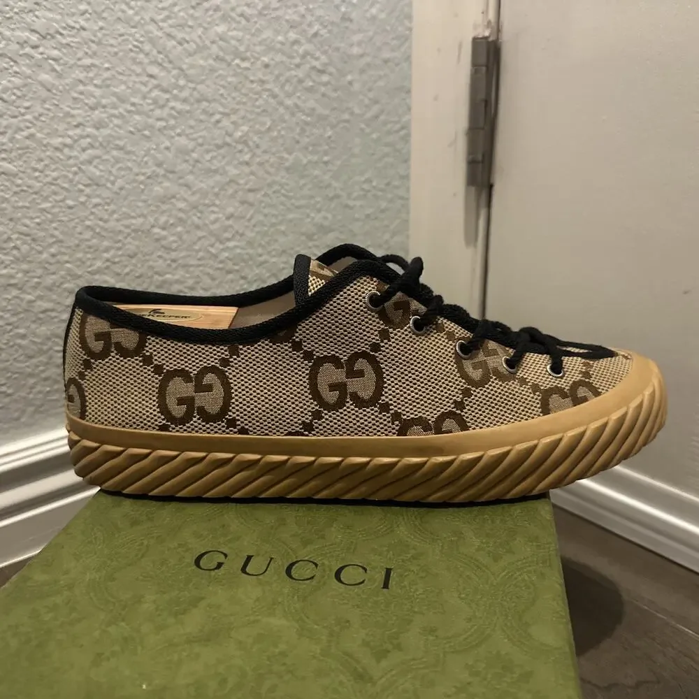 AUTHENTIC GUCCI MAXI GG LOW TOP MONOGRAM SNEAKERS 703031 GG 10 (fits USA SZ 11)